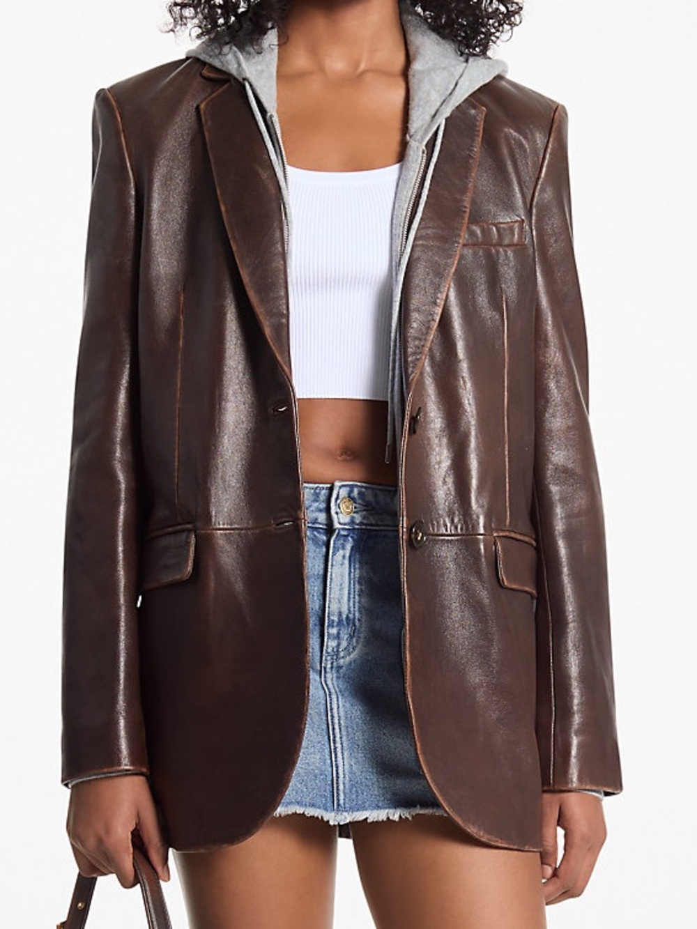 Michael korz burnished leather blazer
